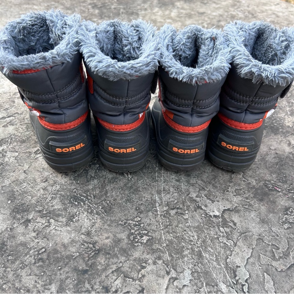 SOREL Toddler Winter Boots | Waterproof Winter Snow Boots | Grey Orange | Size 7 - Picture 4 of 16